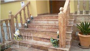 Travertine Rojo Alhambra Stairs, Rojo Alhambra Red Travertine Stairs