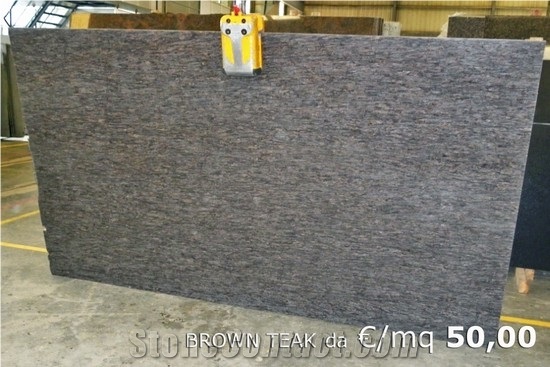 Brown Teak, English Teak Granite Slabs