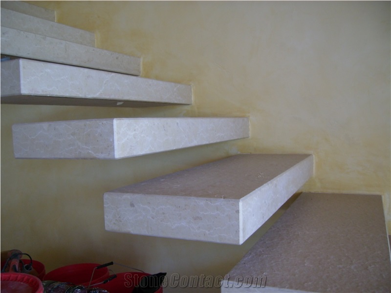 Giallo Istria Limestone Stairs, Giallo Istria Beige Limestone Stairs