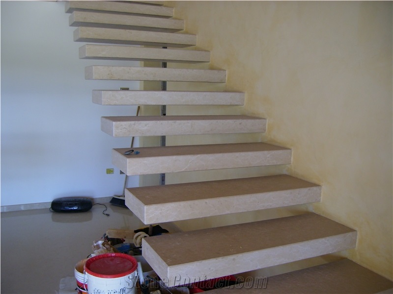 Giallo Istria Limestone Stairs, Giallo Istria Beige Limestone Stairs