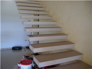 Giallo Istria Limestone Stairs, Giallo Istria Beige Limestone Stairs