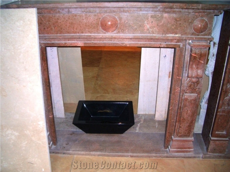 Rosso Alba Marble Fireplace, Rosso Alba Red Marble Fireplace