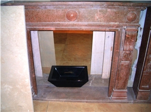 Rosso Alba Marble Fireplace, Rosso Alba Red Marble Fireplace