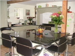 Angola Black Worktops and Sink, Nero Angola Black Granite Kitchen Countertops