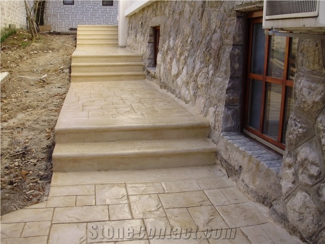 Limestone Walkway Pavement Pattern, Steps, Tempus Beige Limestone Walkway Paver