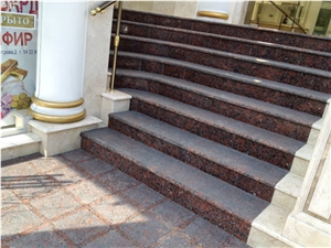 Red Granite Stairs and Steps, Ladoga Red Granite Stairs