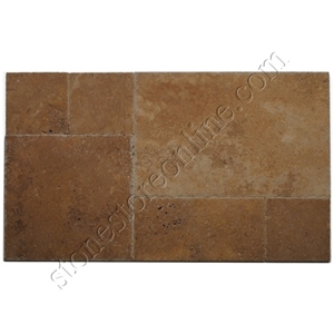 Noce Travertine - Chiseled Versailles-French Patte, Turkey Brown Travertine