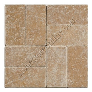 Travertine Mosaic -3 X 6 Noce Travertine - Tumbled, Noce Brown Travertine Mosaic