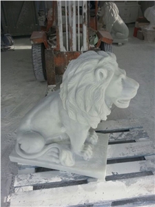 Blanco Tranco Macael Lion Sculpture, Blanco Macael White Marble Sculpture