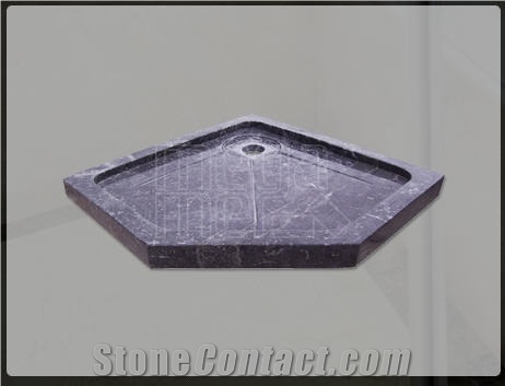 Shower Tray in Afyon Gray Marble, Afyon Gray Grey Marble Shower Tray