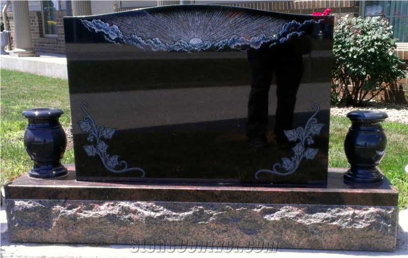 Black Ultimate, Autumn Mist Tombstone, Absolute Granite, Autumn Mist Black Alabaster Tombstone