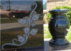 Black Ultimate, Autumn Mist Tombstone, Absolute Granite, Autumn Mist Black Alabaster Tombstone