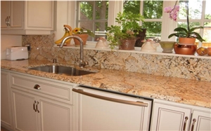 Juparana Dorado Granite Countertop, Island Top, Juparana Dorado Yellow Granite Countertop