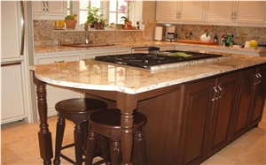 Juparana Dorado Granite Countertop, Island Top, Juparana Dorado Yellow Granite Countertop