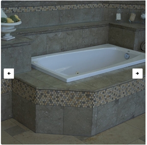 Brioche, Tepenade, Sea Grass Limestone Bathroom, Sea Grass Green Limestone