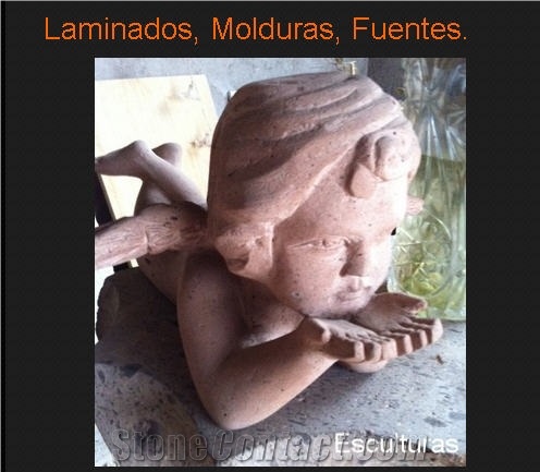 Cantera Sculpture, Rosa Cantera Carved Sculpture