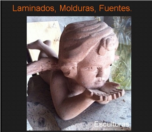 Cantera Sculpture, Rosa Cantera Carved Sculpture
