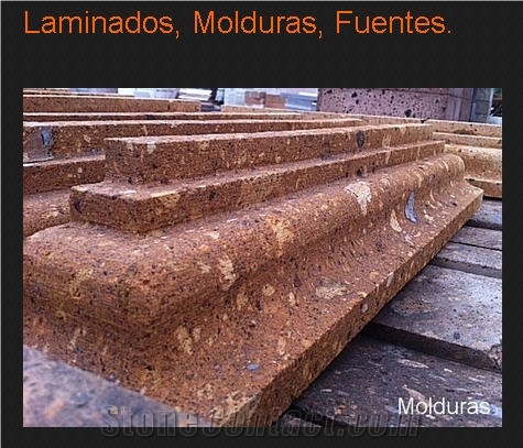 Cantera Walling Moulders, Tobacco Orange Cantera Red Stone Walling Cornices