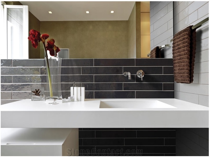 Solidsurface Vanity Top, Glazed Ceramic Wall Tile