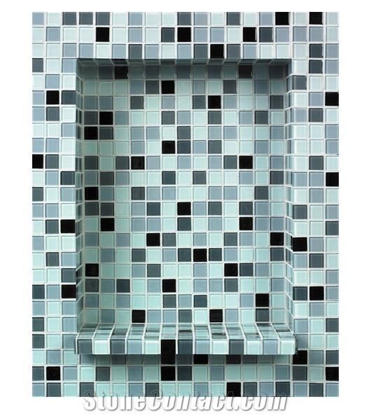 Mosaic Niche Kit with Checkmate Blend Glass Mosaic