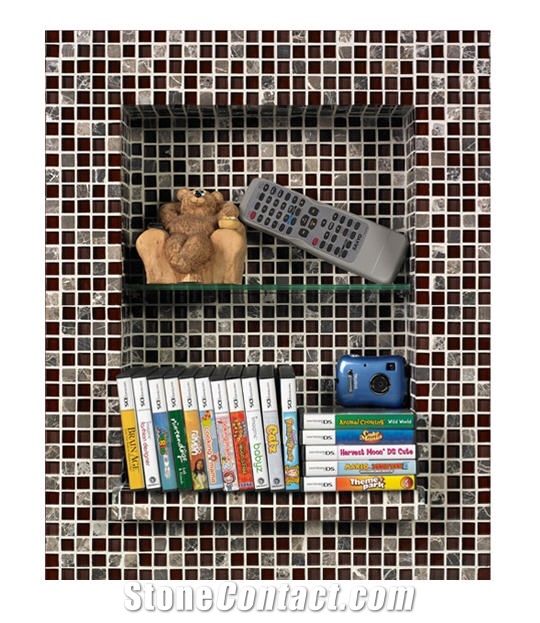 Mosaic Niche Kit with Wine Stone Glass Mosaic