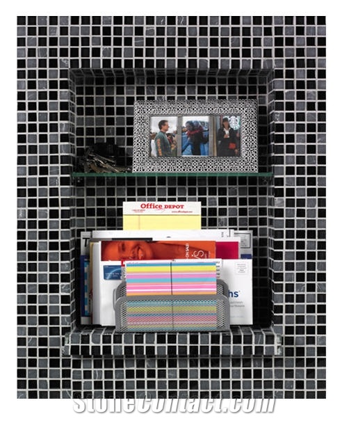 Niche Kit with Onyx Stone and Glass Mosaic, Grey Onyx Home Decor