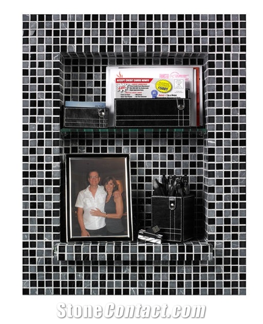 Niche Kit with Onyx Stone and Glass Mosaic, Grey Onyx Home Decor