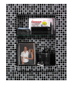 Niche Kit with Onyx Stone and Glass Mosaic, Grey Onyx Home Decor