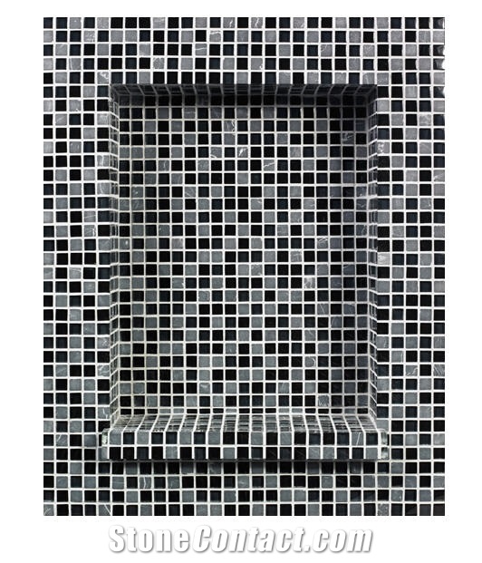 Niche Kit with Onyx Stone and Glass Mosaic, Grey Onyx Home Decor