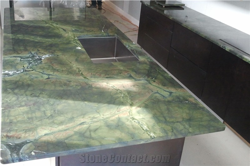 Vitoria Regia Quartzite Countertop, Vitoria Regia Green Quartzite Countertop