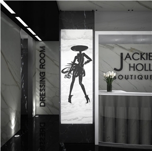 Inlaid Backlit White Marble Wall Panels, Covelano White Marble Wall Panels
