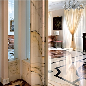 Paonazetto Bianco Door Frame, Paonazetto Bianco White Marble Door Frame