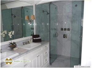 Bianco Carrara Bathroom Vanity Top, Bianco Carrara B White Marble Bathroom Vanity Top