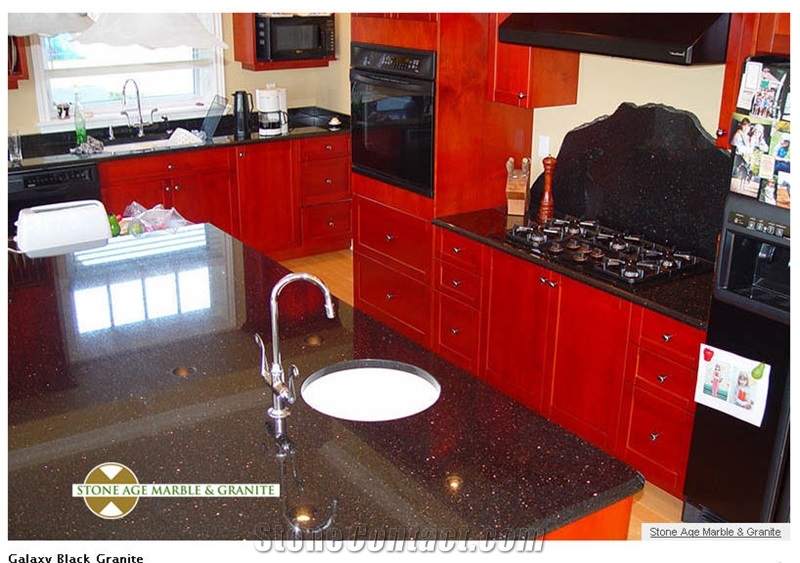 Black Galaxy Granite Countertop, Island Top