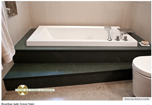 Brazilian Jade Green Slate Bath Tub Surround, Riven Green Slate Bath Tub