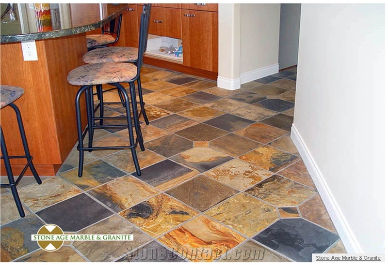 Brazilian Rust Multicolor Slate Kitchen Floor
