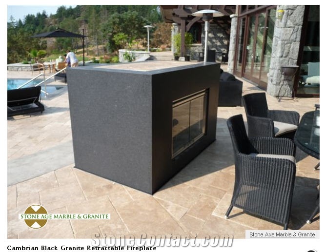 Cambrian Black Granite Retractable Fireplace