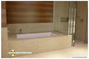 Fossil Limestone Bathroom, Bathtub Deck, Surround, Fossil Oro Beige Limestone Bath Design Fossil Limestone Bathroom, Bathtub Deck, Surround, Fossil Oro Beige Limestone Bath Design
