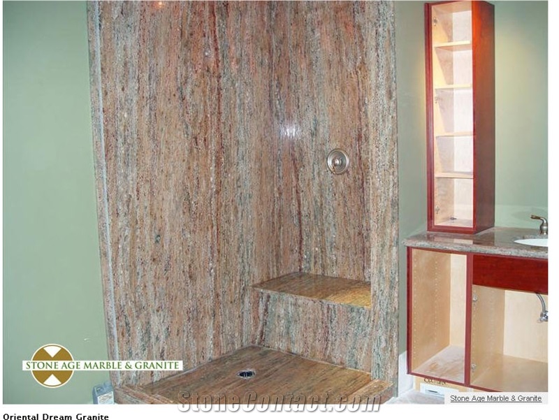 Oriental Dream Granite Shower Wall, Oriental Dream Pink Granite Bath Design
