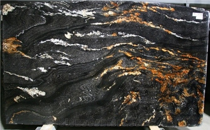 Black Fusion Granite Slabs, Brazil Black Granite