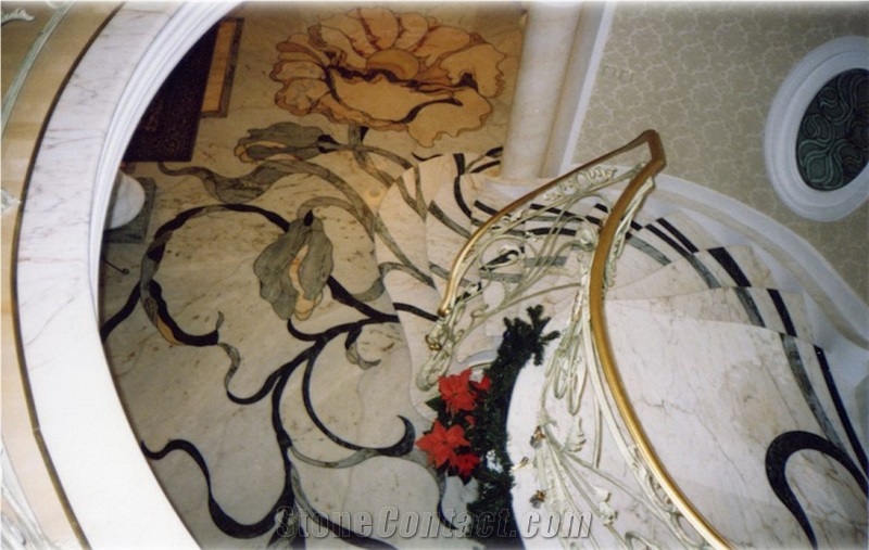 Pietrasanta Oro White Marble Staircase