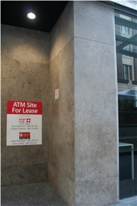 Limestone Mechanically Fixed to Steel Doors, Grey Limestone Building, Walling