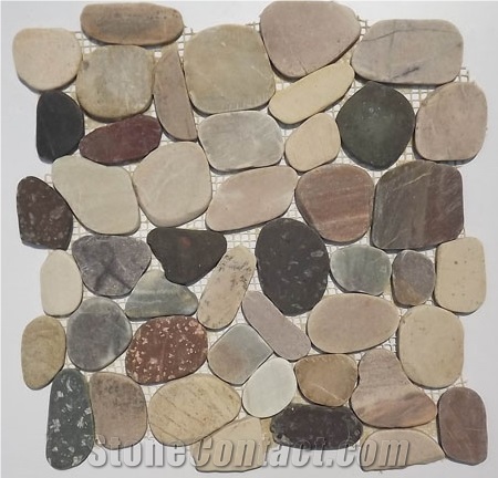 Colourful Natural River Pebble Mosaic Pattern for Wall and Floor