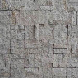 New Design Beige Travetine Split Face Chipped Mosaic Wall Paving