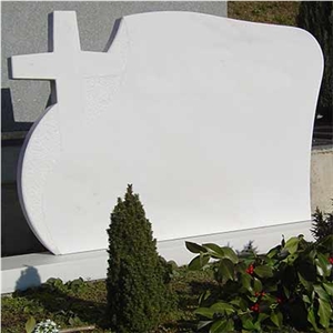 Bianco Carrara Marble Tombstone, Bianco Carrara White Marble Tombstone