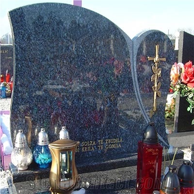 Blue Pearl Granite Tombstone