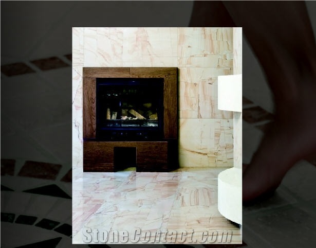 Teak Wood Marble Fireplace Surround, Teak Wood Pakistan Yellow Marble Fireplace Surround