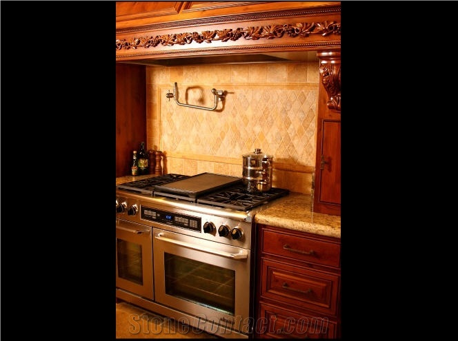 Durango Dorado Travertine Backsplash, Durango Dorado Yellow Travertine Backsplash