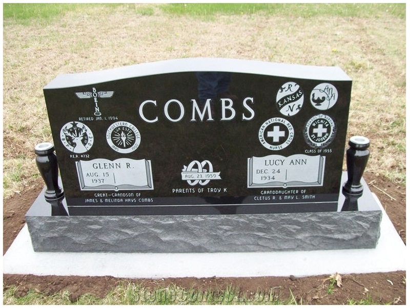 Jet Black Granite Double Monument