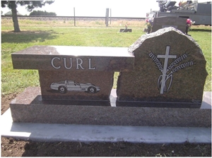 Mahogany Granite Monumental Bench